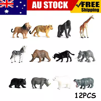 12 Pcs Safari Animals Figures Toys Jumbo Wild Zoo Animals Model Kids Toy Gift • $17.99