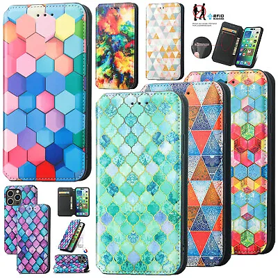 3D Pattern Flip Wallet Leather Case Cover For IPhone 15 14 13 12 11 Pro Max XR 8 • £9.59