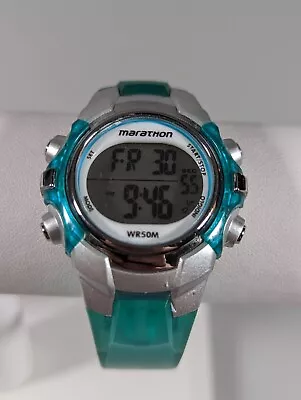 Marathon Digital Day Date Alarm Timer Indiglo Green Resin Band Watch New Battery • $17.49