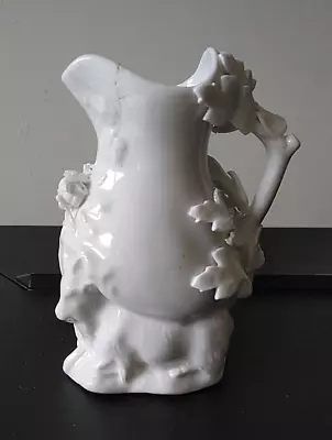 Antique White Glazed Goat And Bee Jug Probably By Coalport C. 1830 A/f • £25