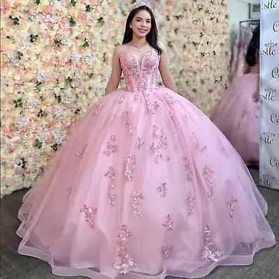 Pink Quinceanera Dresses Sweetheart Princess Sleeveless Prom Pageant Ball Gowns • $58.99