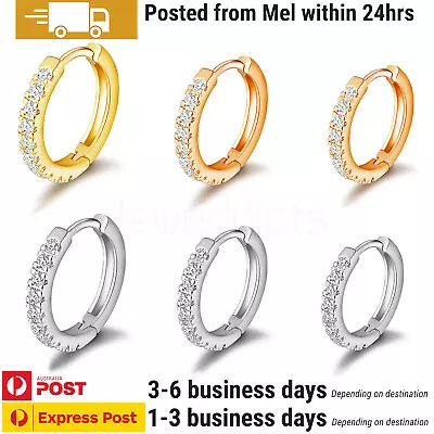 $9.99 • Buy 1 Pair Hoop Earrings Zirconia Cartilage Earrings Cuff Huggie Ear Piercing