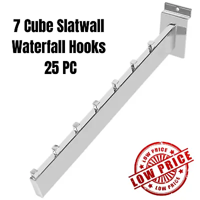 $70 • Buy 7-Cube Dimensional Waterfall Hook Slatwall Retail Display Chrome 45143 - 25 Pack