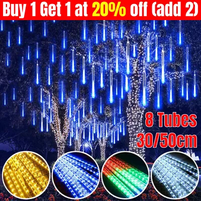 LED Meteor Shower Rain Lights Icicle Snowfall Lights Christmas Outdoor Tree Xmas • £1.78