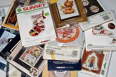 Vintage Needlework Cross Stitch Kits Lot Of 19 Small Unopened Crewel Embroidery • $28