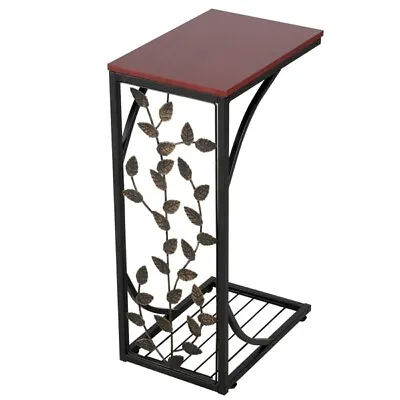 £18.29 • Buy C-Shaped Sofa Side Table Coffee Laptop End Table For Living Room Leaf Pattern 