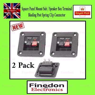 £4.18 • Buy 2 Square Panel Mount Sub Speaker Box Terminal Binding Post Spring Clip Connector