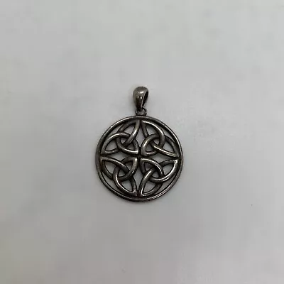 Vintage R Sterling Silver Celtic Knot Round Pendant • $19.99