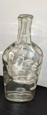 Vintage Unmarked Clear 9  Glass Bottle Whiskey Medicine No Cork Heavy / Wavy • $12