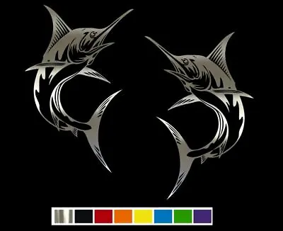 (2) Swordfish Marlin Design Vinyl Decal Set CUSTOM SIZE COLOR For CARS TRUCKS • $15.42