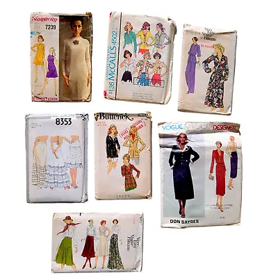 LOT Vintage 60s 70s 80s Pattern Blouse Dress Skirt Pattern All Size 12 B34 • $8