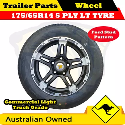 175/65R14C 14  Alloy Mag Rim & Tyre Combo Ford Stud Jetski Boat Box Trailer • $210