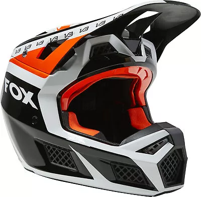 $419.95 • Buy Fox Racing V3 RS DVIDE HELMET (Black/White/Orange) 28799-135