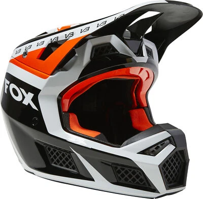 $419.95 • Buy Fox Racing V3 RS DVIDE HELMET (Black/White/Orange) 28799-135