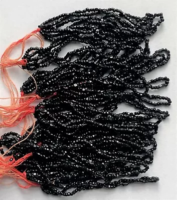 Very Rare Antique Micro Seed Beads- 20/0 Tiniest Hanks Black Opaque Cuts-0.9 Mm! • $5.95