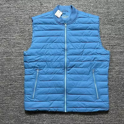 J.Crew Performance Quilted Puffer Vest Men Large Teal Casual Full Zip Hike Trail • $39.87
