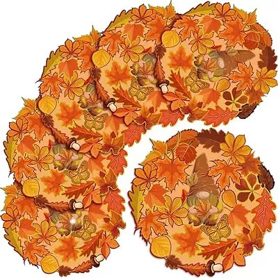 Fall Placemats Set Of 6 Maple Leaf Placemats Plastic Round Kitchen Placemats ... • $24.26