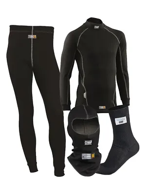 OMP First Underwear Set Top Long Johns Balaclava Socks Black FIA 8856-2018 • £167.48