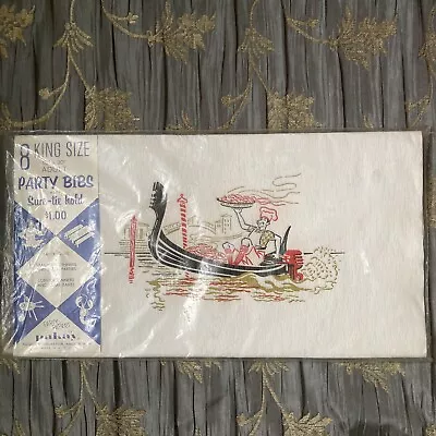 £9.83 • Buy VTG 60s Pakay Adult Paper Bibs Italy/Gondola/Pasta Dinner Retro Theme Party