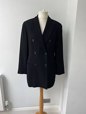 Emanuel Ungaro Womans Black Longline Blazer Jacket 100% Wool - It 46 - Uk 16 • £8.99