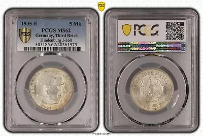 1935-E - 5 Marks - Germany (Third Reich) - PCGS MS62 • $64