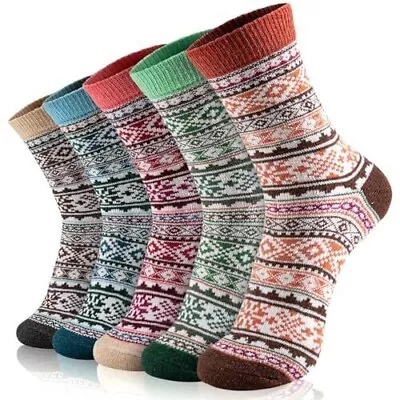 5 Pairs Wool Socks Wool Socks For Women Men Winter Hiking Socks Cozy Socks Boot • $8.80