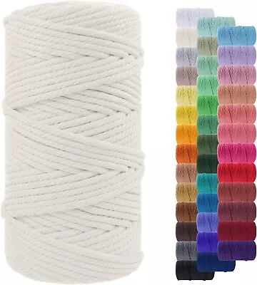 3mm 200M Natural Cotton Twisted Cord Craft Macrame Artisan Rope Weaving Wire DIY • £6.39