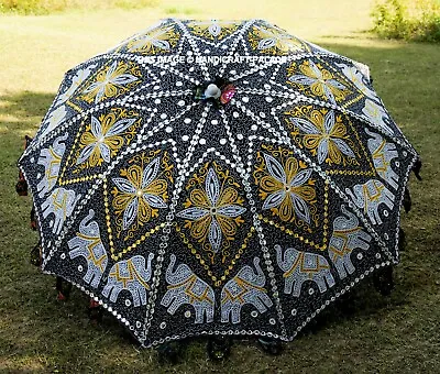 Elephant Garden Umbrella Indian Handmade Big Parasols Outdoor Patio Decorative • $164.99