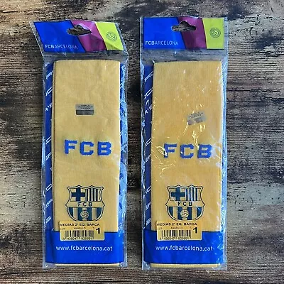 Official FC Barcelona Barca Soccer Socks FCB Yellow Blue Lot Of 2 Pairs NEW • $17.99