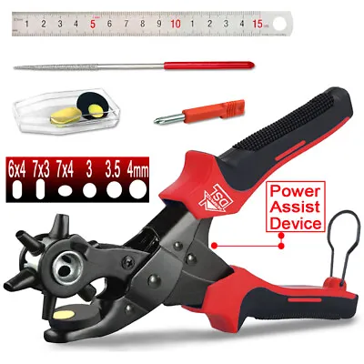 10  Power Assist Revolving Leather Hole Punch Belt Eyelet Plastic Puncher Pliers • £9.99