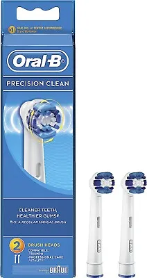 $14.99 • Buy Genuine Oral B Precision Clean Braun Electric Toothbrush Heads Replacement Pk2