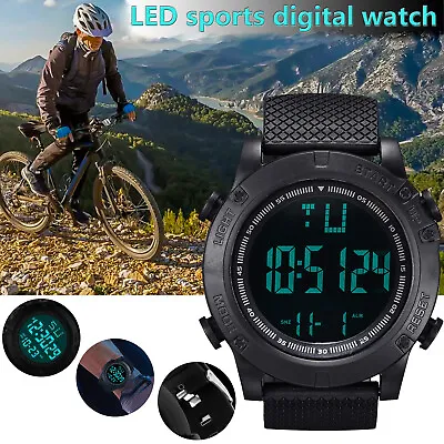 Digital Sports Watch Military Tactical Men LED Backlight Wristwatch Waterproof  • £4.99
