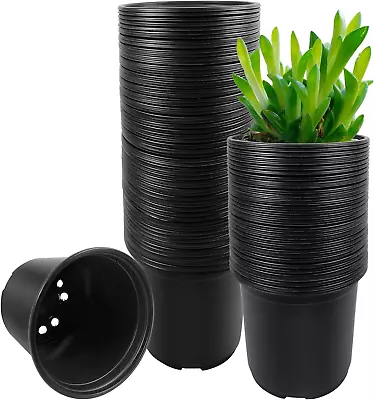 100 Pack Nursery Pots 4 Inch Nursery Pot For Plants Plastic Plant Pots • $14.04