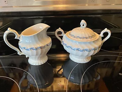 Sugar Creamer Set MYOTT  OLDE CHELSEA STAFFORDSHIRE BLUE 6150 • $25