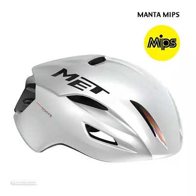 NEW MET MANTA MIPS Aero Road Cycling Helmet : WHITE HOLOGRAPHIC/GLOSSY • $299