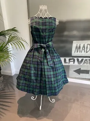 Lindy Bop Audrey Navy & Green Tartan Vintage Style Dress • £29.99