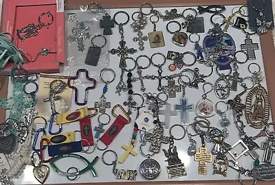 Lot Of 60 Keychain Ring Vintage Modern Crucifix Catholic Cross  Christian Angel • $9.99