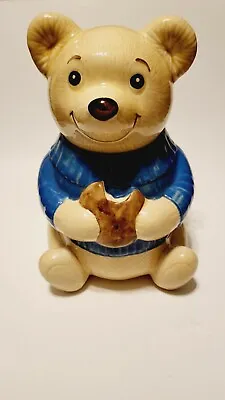 Vintage Metlox California Pottery Cookie Jar Teddy Bear 11.5  Eating Cookie • $49.99