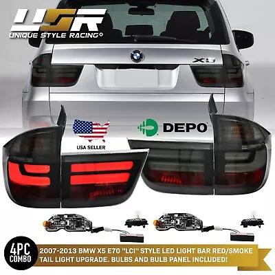 LCI Facelift Style Light Bar LED Smoke Tail Light Full Set For 07-13 BMW E70 X5 • $327.96