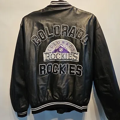 Vtg Colorado Rockies MLB BASEBALL Leather Varsity Letterman Jacket Mens Large • $74.95