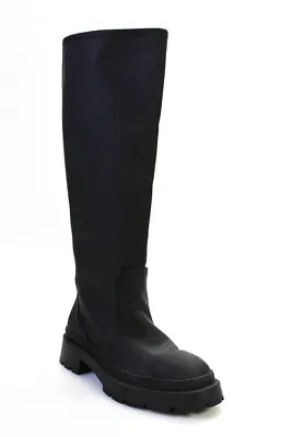 $41.99 • Buy Zara Womens Block Heel Platform Rubber Knee High Rain Boots Black Size 40