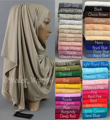 Premium Cotton Jersey Hijab Scarf Shawl Wrap Islam Muslim Small 170X55cm • $8.99