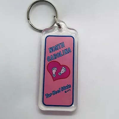 North Carolina Tar Heel State Souvenir Acrylic Keychain W/ Heart In Pink • $4.99