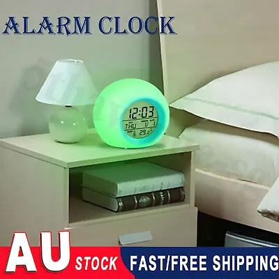 Kids Alarm Clock Bedside Wake Up Light Digital Display Clock + 7 Colors Changing • $14.81