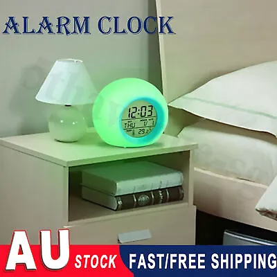 $12.99 • Buy Kids Alarm Clock Wake Up Light Digital Display Clock With 7 Colors Changing