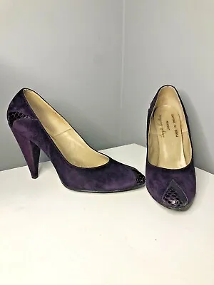 £44.99 • Buy Vintage 80s Pair Of Original Terry De Havilland Purple Suede Shoes Heel 5 1/2