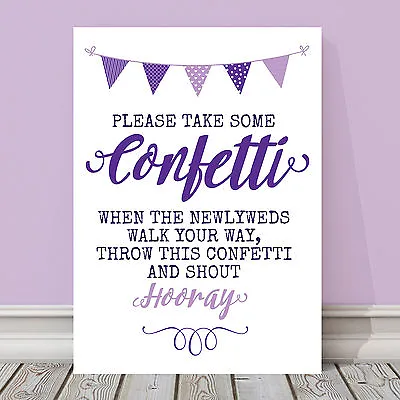 £4.40 • Buy Purple & Lilac Bunting Wedding Confetti Basket Table Sign 3 FOR 2 (PL17)
