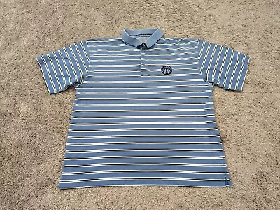 Texas Rangers Polo Shirt Mens XXL MLB Logo Blue Stripe DryTec Cutter & Buck • $19.77