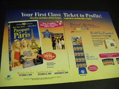 MARY-KATE And ASHLEY OLSEN TWINS 2-piece Passport Paris 1999 PROMO POSTER AD • $9.95