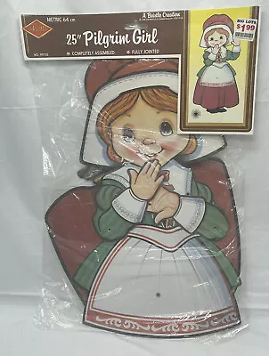 Vintage Thanksgiving 18  Pilgrim Girl Beistle Co. Jointed Decor Die Cut Sealed • $31.17